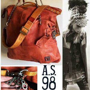 RARE A.S.98 Italian Leather Triple Handles Bag LIKE NEW